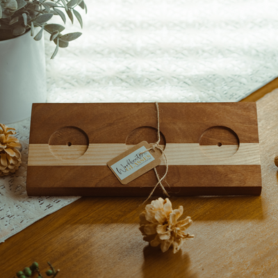Wooden Flight Boards for Tastings & Events | workboots&glasses