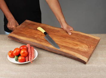 Live Edge Wood Cutting Board w/Handle - 27"