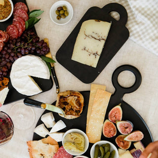 Round Cheese Board with Handle | Black Charcuterie Board