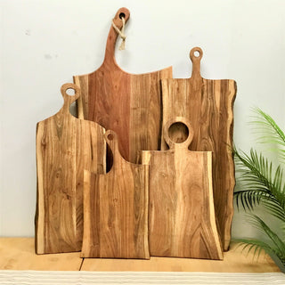 Live Edge Wood Cutting Board w/Handle - 27"