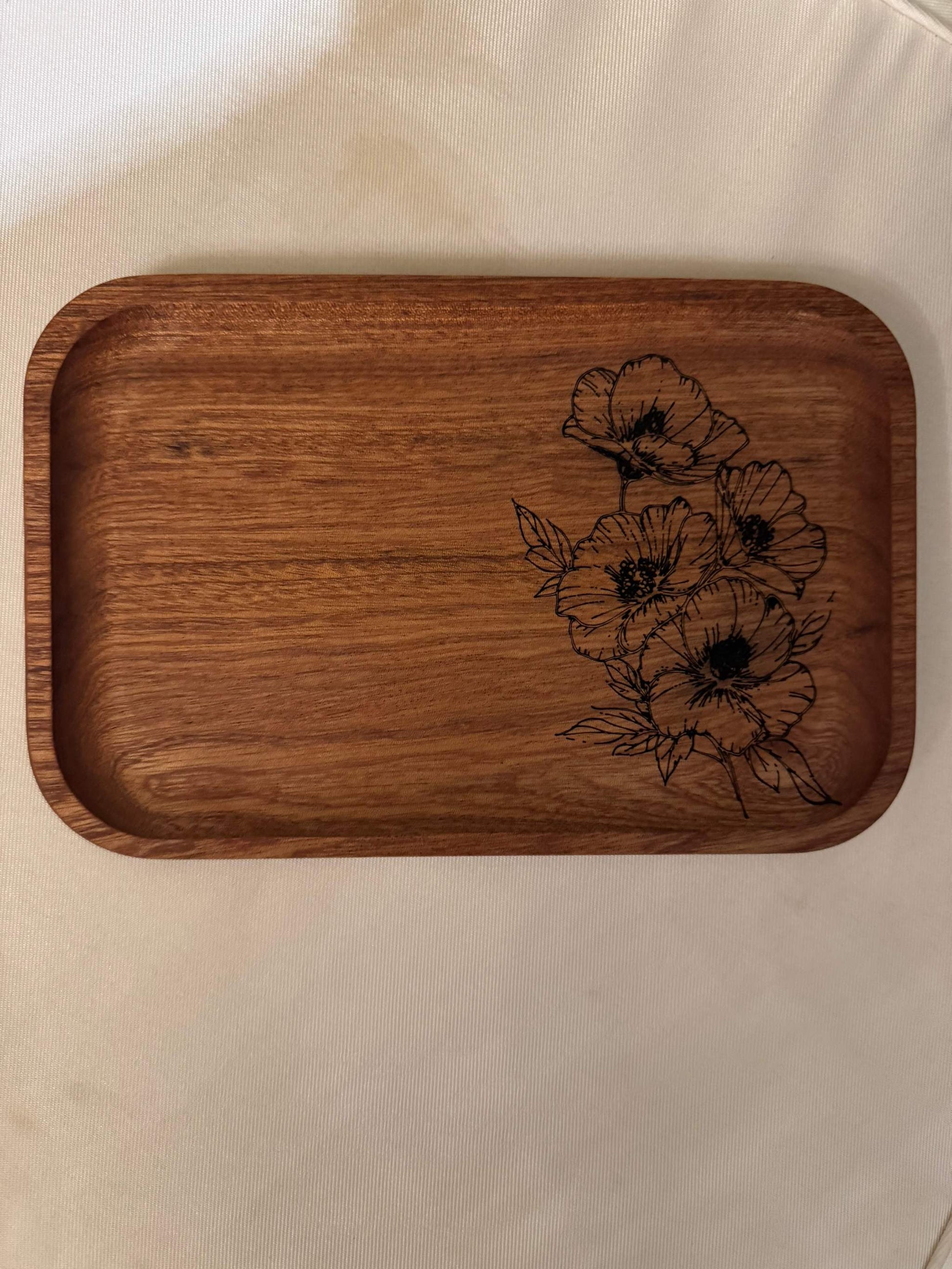personalized wooden tray, custom engraved tray, handmade tray