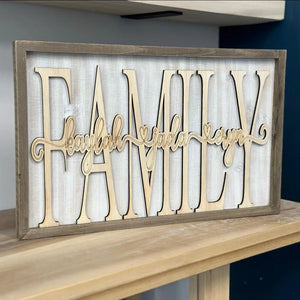 Family Sign (with kids names) workboots&glasses