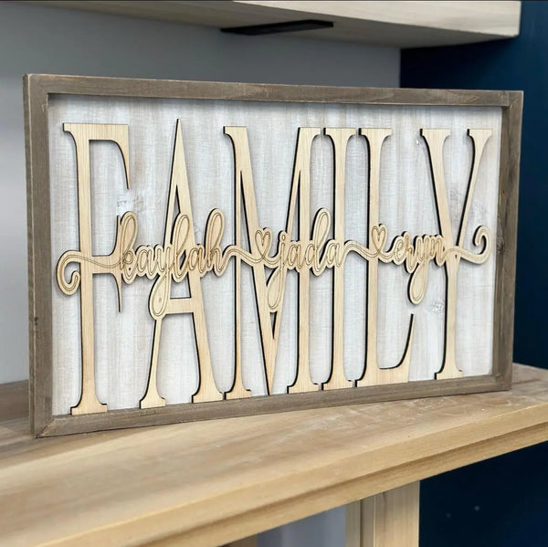 Family Sign (with kids names) workboots&glasses