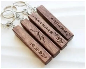Walnut Engraved Keychain workboots&glasses