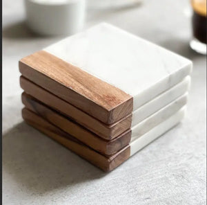 Marble & Wood Coasters workboots&glasses