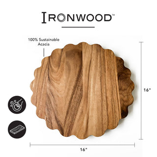 Ironwood Gourmet Acacia Wood Scalloped Cutting Board, 16"