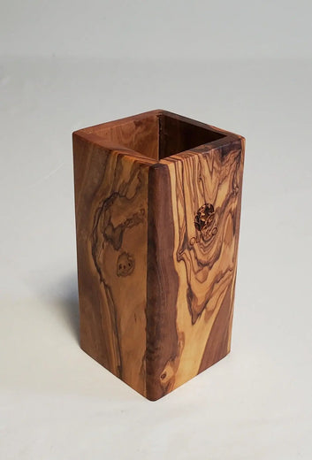 Olive Wood Utensil Holder- Rectangular