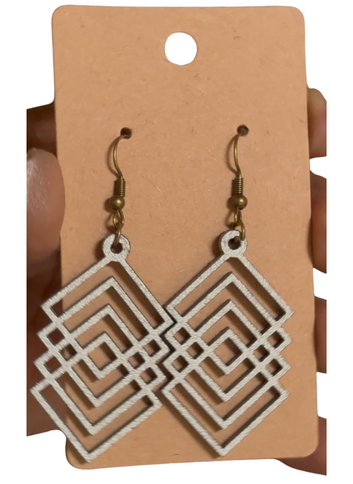 Geometric Wood Earrings – Bold, Lightweight Design | workboots&glasses