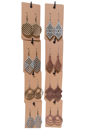 Geometric Wood Earrings – Bold, Lightweight Design | workboots&glasses