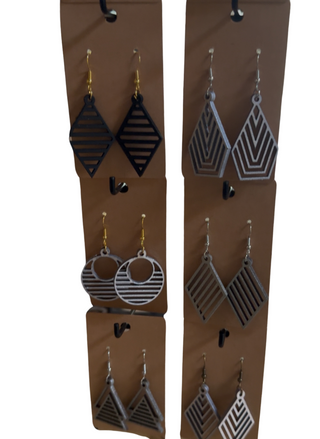 Geometric Wood Earrings – Bold, Lightweight Design | workboots&glasses