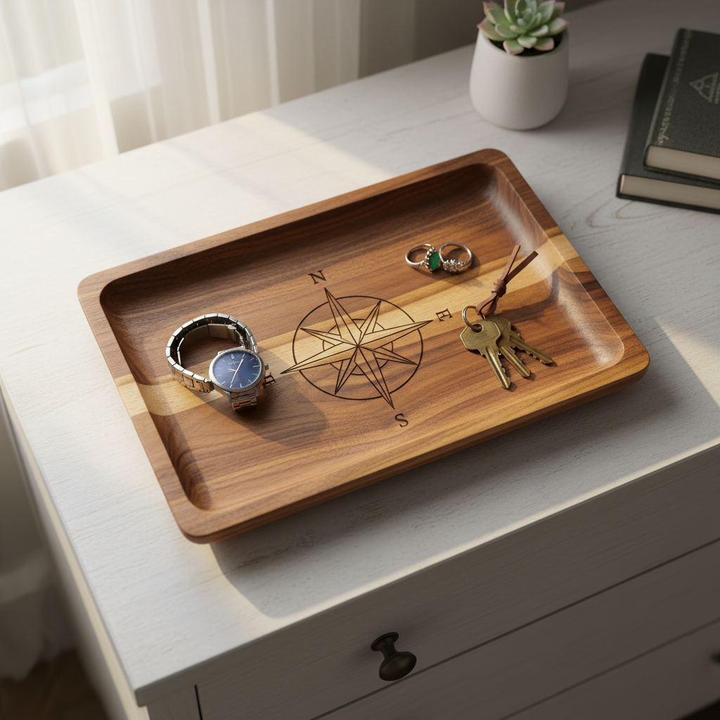 Rectangular Acacia Wood Catchall Tray - Dresser