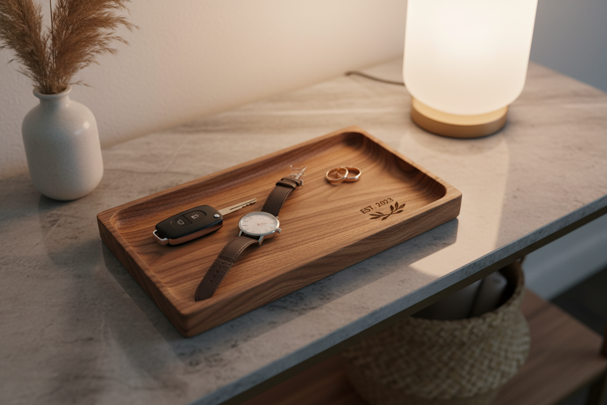 Rectangular Acacia Wood Valet Tray - Entryway