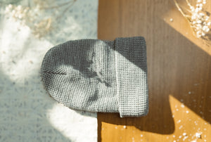 gray waffle knit beanie