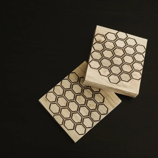 Honeycomb Maple Epoxy Coasters workboots&glasses
