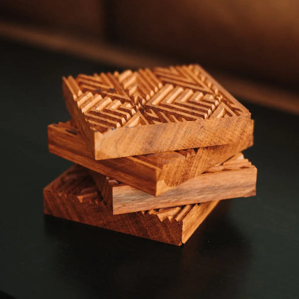 Padauk Coasters workboots&glasses