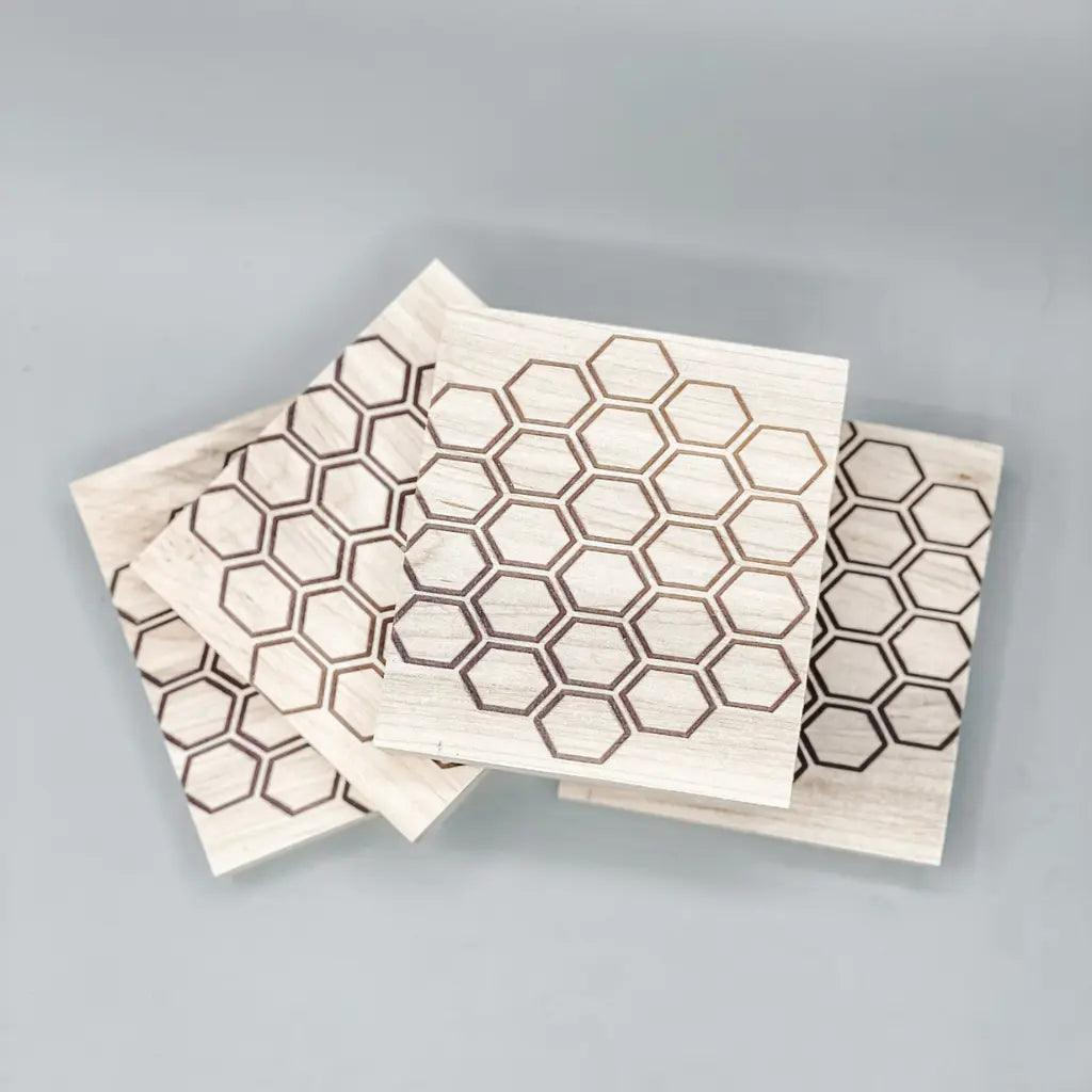Honeycomb Maple Epoxy Coasters workboots&glasses