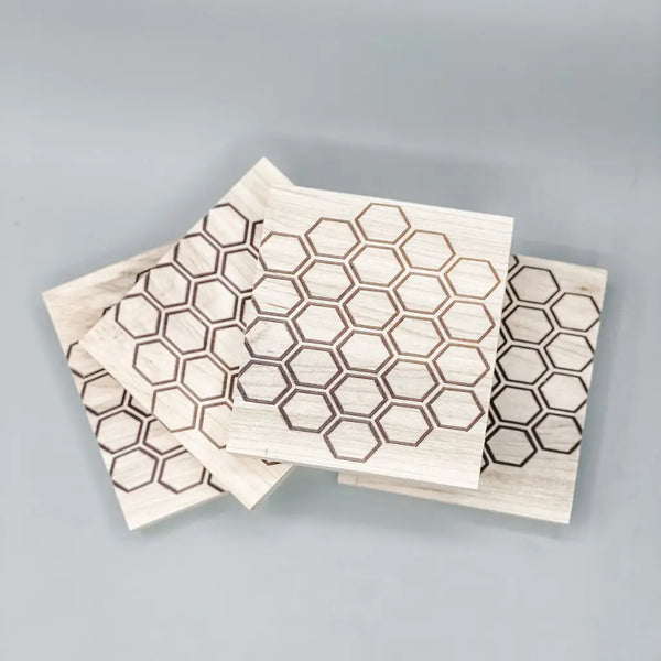 Honeycomb Maple Epoxy Coasters workboots&glasses